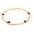 14KT YELLOW GOLD PINK RUBY AND DIAMONDS HEART CUBAN BRACELET