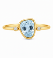 14KT YELLOW GOLD BLUE SAPPHIRE AND DIAMONDS RING
