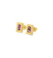 14K YELLOW GOLD PURPLE SAPPHIRE STUD EARRING