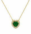 14KT YELLOW  GOLD EMERALD AND DIAMOND HEART SHAPE PENDENT