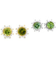 14KT GOLD ROUND TOUMALINE STUD EARRINGS WITH DIAMONDS