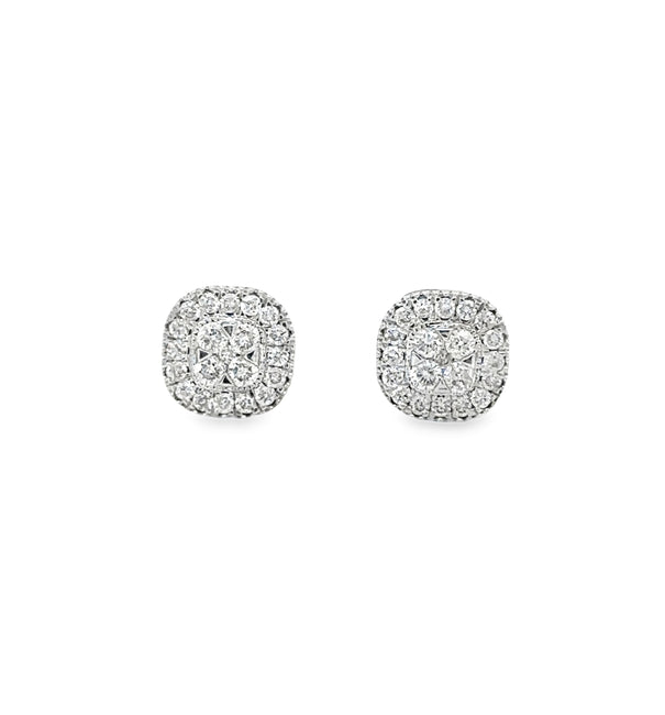 14KT WHITE GOLD DIAMOND SQUARE EARRING