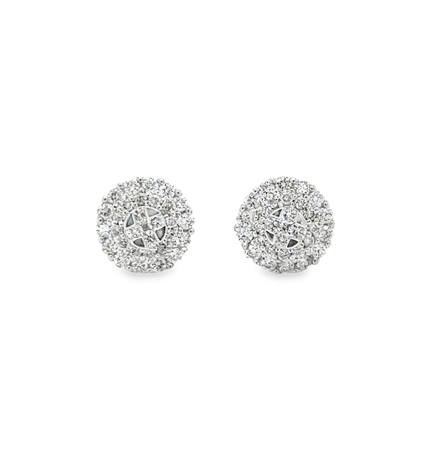 14KT WHITE GOLD DIAMOND ROUND EARRING