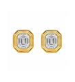 14KT YELLOW GOLD RADIANT DIAMOND BEZEL EARRING STUDS