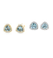 14K GOLD AQUAMARINE AND DIAMOND STUD EARRING