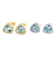 14K GOLD AQUAMARINE AND DIAMOND STUD EARRING