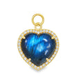 14KT GOLD DIAMONDS AND LABRADORITE HEART SHAPE PENDANT