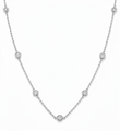 14KT WHITE GOLD BEZELLED DIAMOND STATION NECKLACE