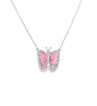 14KT WHITE GOLD WATERMELON TOURMALINE AND DIAMONDS BUTTERFLY NECKLACE