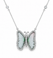 14KT WHITE GOLD WATERMELON TOURMALINE AND DIAMONDS BUTTERFLY NECKLACE