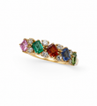 18KT GOLD DIAMOND AND MULTI SAPPHIRE RING