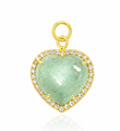 14KT GOLD DIAMONDS AND FLUORITE HEART SHAPE PENDANT